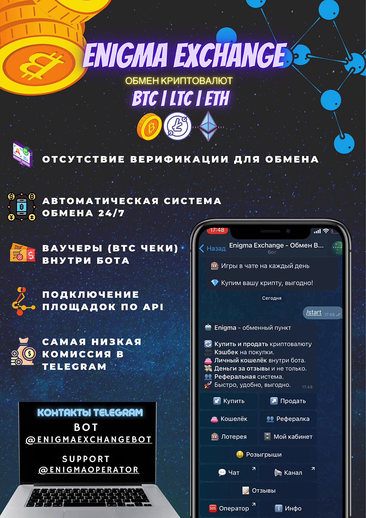 ENIGMA - автоматизированный обменный пункт BTC/LTC/USDT/ETH | ANTICHAT -  Security online community